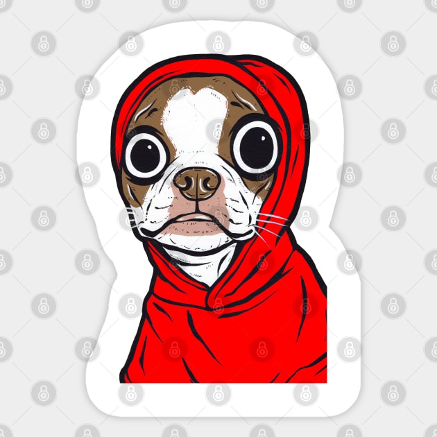 Brown Boston Terrier Hoodie Sticker by turddemon